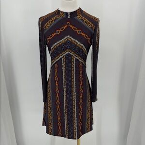 Free People Stella Retro Stretch Crepe Jersey Mini Dress XS Groovy Indie Hippie